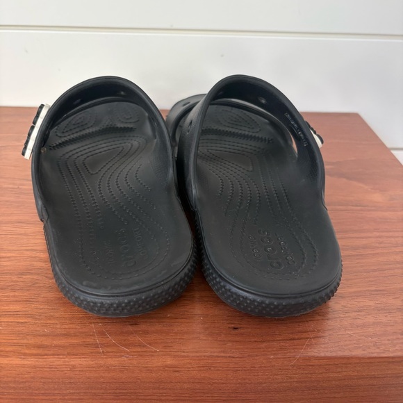 Crocs Classic Crocs Black V2 Slides Sandals Unisex Jibbitz Charms W 8 M 6 Comfy - Picture 7 of 9